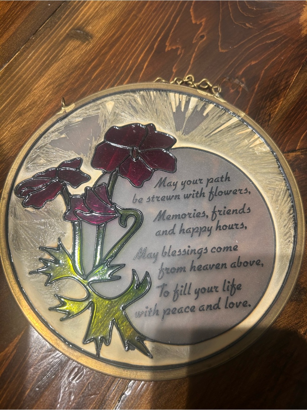 Floral Sentiment Home Art Wall Plaque - Red and Green